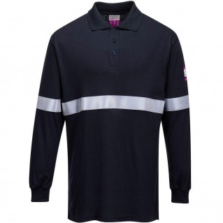FLAME RESISTANT ANTI-STATIC LONG SLEEVE POLO SHIRT WITH REFLECTIVE TAPE - FR03