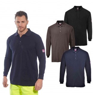 FLAME RESISTANT ANTI-STATIC LONG SLEEVE POLO SHIRT - FR10