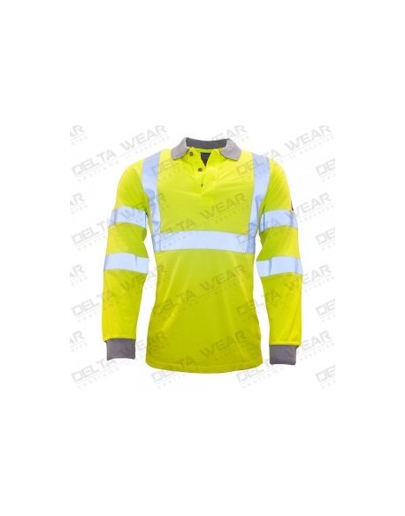 FLAME RESISTANT ANTI-STATIC HI-VIS LONG SLEEVE POLO SHIRT - FR77